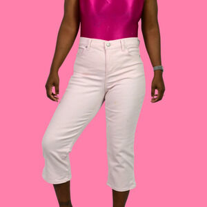 Gloria Vanderbilt Capri Jeans Pink Slim Skimmer Twill Pants Straight High Rise 4